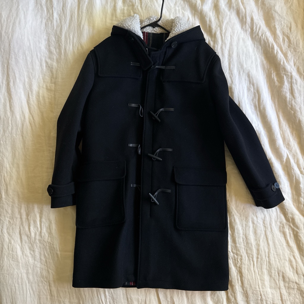The Kooples Black Toggle Duffle Coat With Sherpa-Lined Hood
